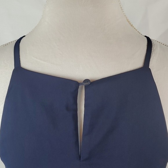 NAVY SUGARLIPS HALTER NECKLINE SHIFT DRESS SIZE MEDIUM - Picture 7 of 11